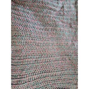 Handmade Crocheted Throw 48x72in Pink Blue Grey Big Open Crochet New Vintage